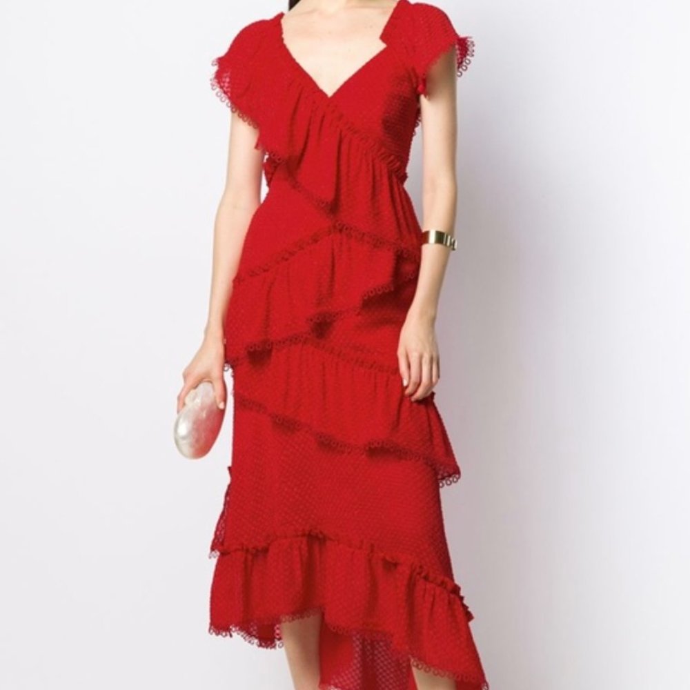 Three Floor rouge tiered midi dress